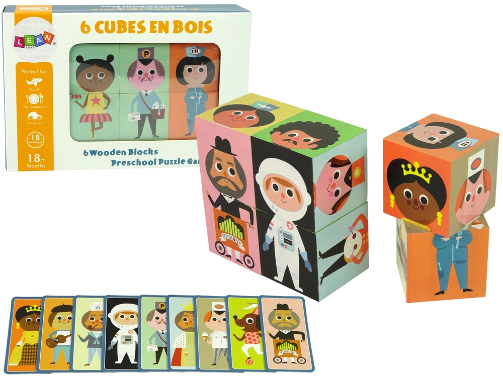 Lean Toys bloky sestavte postavy 6dílné barevné puzzle