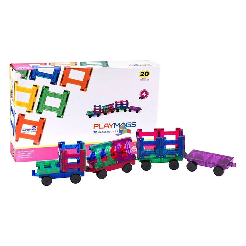 Magnetické dlaždice 3D Train Playmags 155 - sada 20 ks