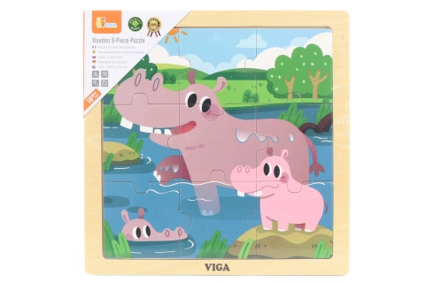 Viga puzzle 9 dílků hroši