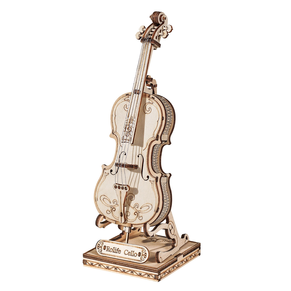 Robotime Rolife 3D dřevěné puzzle Violoncello 58 ks