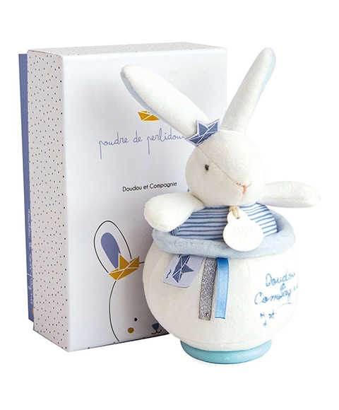 Doudou et Compagnie zajačik s melódiou Bunny Sailor Music Box Perlidoudou modrý 14 cm