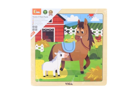 Viga Toys Handy Wooden Puzzle Horses 9 prvků