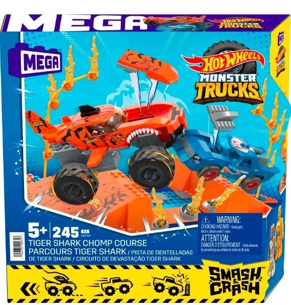 MEGA BLOKS Mega Construx Hot Wheels Monster Trucks srážka s Tiger Shark