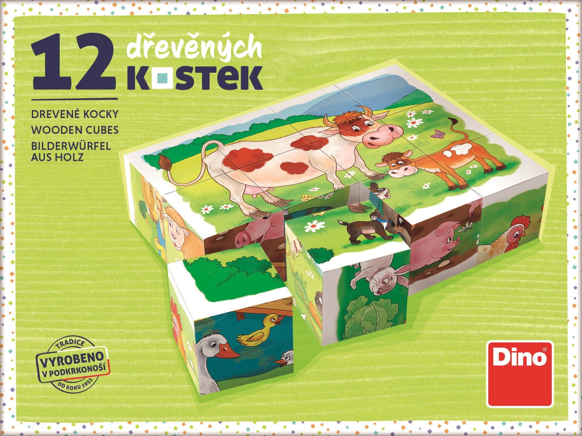 Dino obrázkové kostky Na farmě 12 kostek