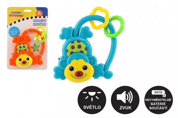 Teddies Chrastítko opička se zvukem modrá