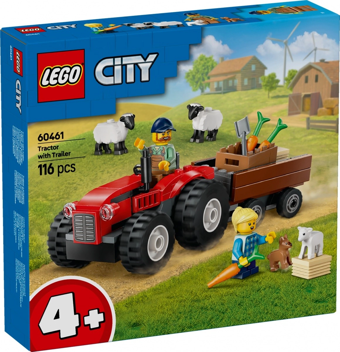 LEGO City Cervený traktor s přívěsem a ovcí