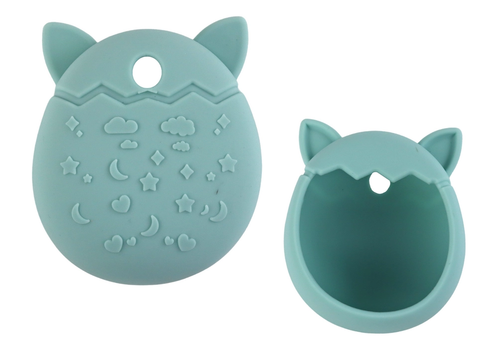 Silikonové pouzdro na Tamagotchi s kočičím designem a tyrkysovým odstínem